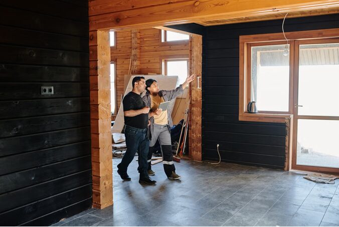 contractors checking site
